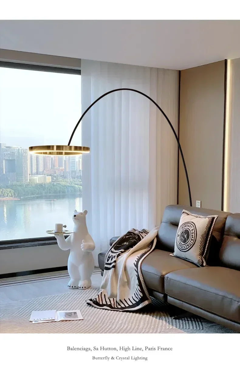 Ring Fishing Floor Lamp Room Decor Golden Long Pole Modern Simple LED Minimalist Light Luxury Designer Vertical Table Lamps