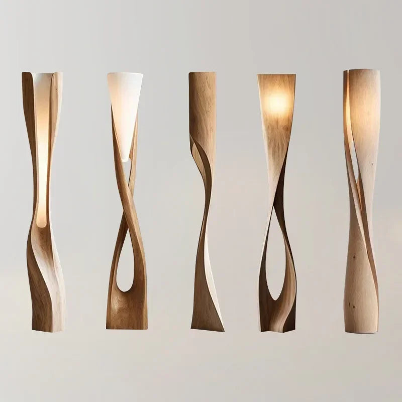 Mandy Handmade Solid Wood Creative Wabi-Sabi Vintage Floor Lamp