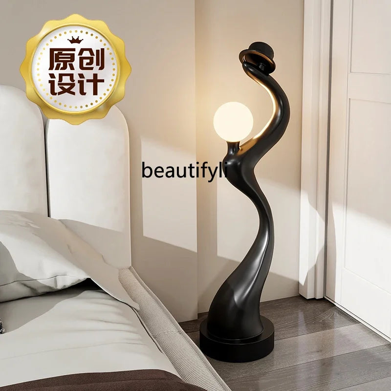 Creative art floor-to-ceiling ornaments, antique light luxury, living room, large TV cabinet, home decoration next to the sofa