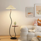 Cream floor lamp for the living room side table for the tea table and pleated bedside standing lamp for the bedroom