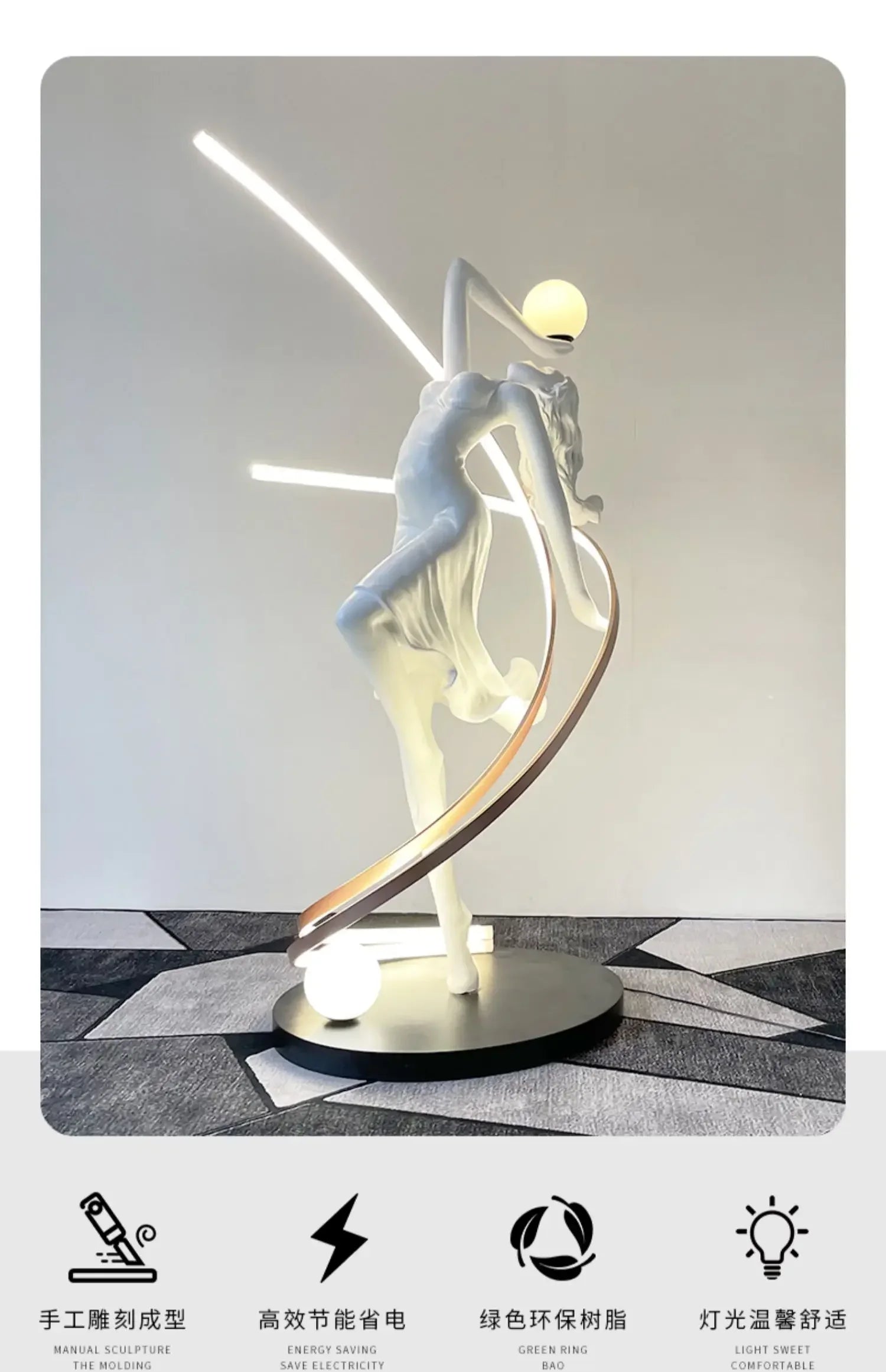 New Abstract Sculpture Floor-to-Floor Sales Office Lobby Decoration Dance Muse Art Personality Ornament