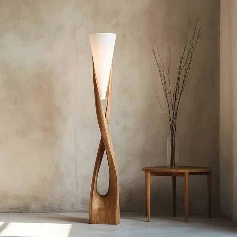 Mandy Handmade Solid Wood Creative Wabi-Sabi Vintage Floor Lamp