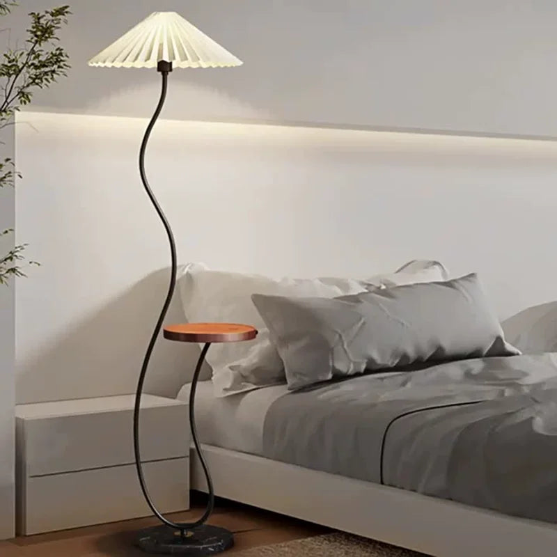 Cream floor lamp for the living room side table for the tea table and pleated bedside standing lamp for the bedroom