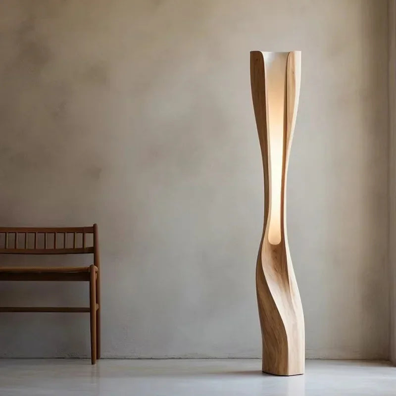 Mandy Handmade Solid Wood Creative Wabi-Sabi Vintage Floor Lamp