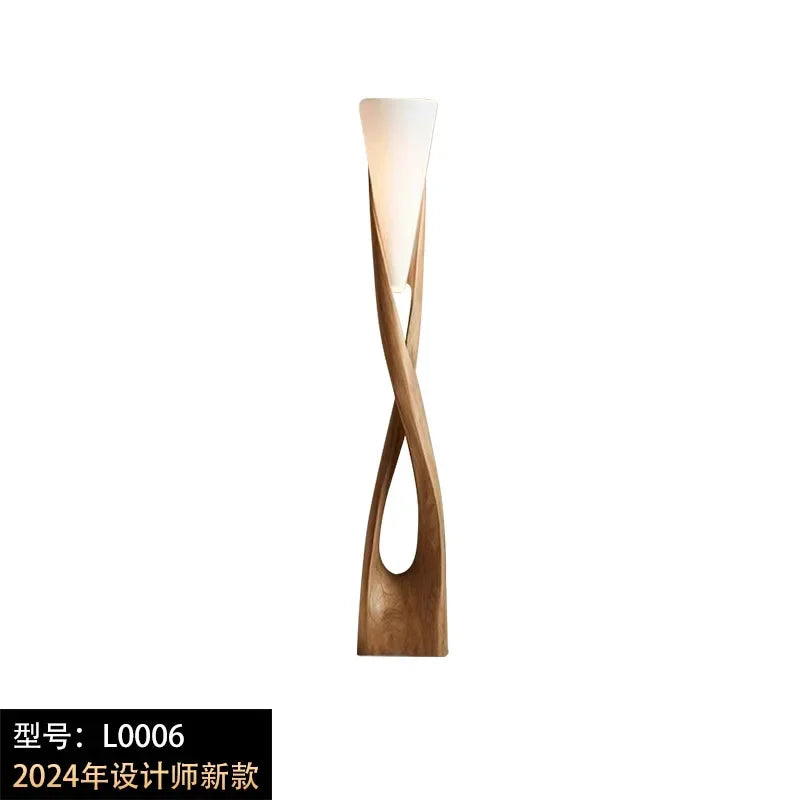 Mandy Handmade Solid Wood Creative Wabi-Sabi Vintage Floor Lamp